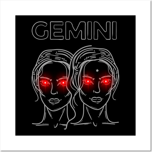 Gemini | Evil Red Eyed Twins Wall Art by MysticZodiac
